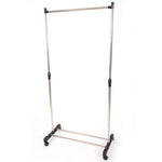 ZUN Single-bar Vertical & Horizontal Stretching Stand Clothes Rack with Shoe Shelf YJ-01G Silver 72090868