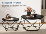 Small Round Coffee Table Set of 2, Nesting Side Tables for Living Room or Bedroom, Modern Accent End 51378901