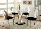 ZUN Contemporary Silver Metal Frame 2pc Dining Chairs Black Microfiber Seat Dining Room Oval Back Satin B011P232975