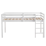Elevated Cross Bracing Straight Ladder Twin Pine Wooden Bed White 49261436