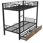 ZUN Metal Bunk Bed With drawers, Twin, Black MF311015AAB