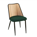 ZUN Green Rattan Dining Chairs Set of 4,Boucle Chairs with Natural Cane Back, Upholstered Dining Room W1164P218674