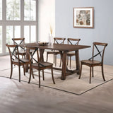 Dark Oak Finish Dining Side Chairs Set of 2 Wooden Kitchen Furniture X-Design Metal Accent Black B2741P327428