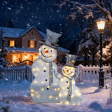 Set of 2 Lighted Snowman with Top Hat Christmas Decorations, Pre-lit 2D Holiday Decor with 80 Warm 25364656