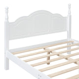 Full Size Wood Platform Bed Frame,Retro Style Platform Bed with Wooden Slat Support,White 43376167