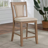 Transitional Set of 2 Counter Height Chairs Natural Tone And Beige Solid wood Chair Padded B011104627