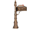 Decorative Large Mailbox with Post, Heavy Duty Cast Aluminum Postal Mail Box with Address Plaque, 06709382