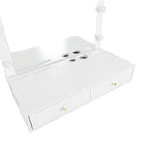 Floating Makeup Vanity Desk with Mirror & 3-Color Lights, Wall Dressing Table with Power Outlet, N844P263662A