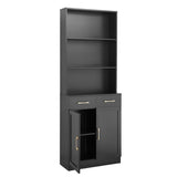 ZUN Bathroom Storage Cabinet, Cabinet with Two Doors and Drawers, Adjustable Three-layer Open N725P186645B