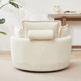 38"W Oversized Swivel Chair with moon storage ottoman for Living Room, Modern Accent Round Loveseat W834P150050