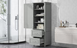 ZUN Tall Bathroom Storage Cabinet, Freestanding Storage Cabinet with Two Drawers and Adjustable Shelf, WF312728AAE