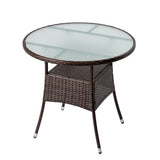 31.5" Patio Table for 4-Person, Outdoor Patio Wicker Round Table, All-Weather Rattan Bistro 50420156
