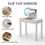 ZUN Chic White Vanity Table with LED Lights, Flip-Top Mirror and 2 Drawers, Jewelry Storage for Women W760P152316