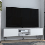Vassel TV Stand, Entertainment Unit with Hinged Drawers and Hairpin Legs B200P173211