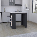 Portree Kitchen Island with 3-Side Shelves B070P188818