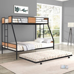 ZUN Metal Twin over Full Bunk Bed with Trundle/ Heavy-duty Sturdy Metal/ Noise Reduced/ Safety 24920841