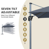 11FT Patio Umbrella Outdoor Square Double Top Umbrella in Gray T3609P347438