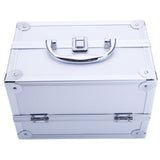 SM-2176 Aluminum Makeup Train Case Jewelry Box Cosmetic Organizer with Mirror 9"x6"x6" Silver 66231158