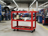 Tool Dorm Utility Service Cart, 3 Shelf 200LBS Heavy Duty Steel Rolling Utility Cart, Medium Lipped 62022600