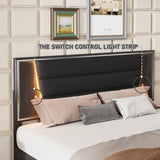 Queen Size PU Upholstered Bed, Headboard with LED Light Strips and Sparkling Shiny Decoration, No WF531199AAB