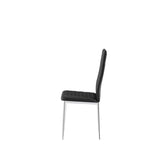 ZUN Black modern simple style dining chair leather chrome metal pipe diamond grid pattern restaurant W29964276