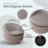 Winnie Modern Teddy Fabric Barrel Chair, 360&deg Swivel, Gray T2574P281444