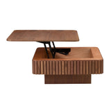 35.43 Inch Modern Handcraft Drum Table Square Table for Living Room,Lift Top Wooden W2582P340812