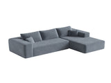 Gray Modular Corduroy Sectional Sofa with Chaise Lounge, All-Foam Deep Seat Couch, Soft Wide-Wale 61332137