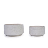 2 Pieces Ceramic Flowerpot, Modern Planter for Patio, Garden or Windowsills - Milk White W3273P322550