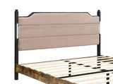 Queen Bed Frame , Upholstered headboard with Charging and Touch sensitive LED Lights, Under Bed W311P416222