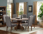 ZUN 2pc Brown Finish Side Chair Beige Fabric Upholstered Seat Nailhead Trim Accent Dining Room Wooden B011135284