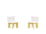 Kids Table and Chair Set, 3-Piece Toddler Table with 2 Chairs, Cute Bear-Back Chairs, Sturdy Wooden 24776717