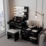 ZUN Large Makeup Vanity with Lights, Vanity Table with Charging Station, Vanity Desk with Mirror and 10 85628342