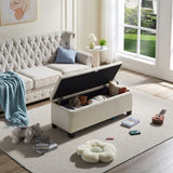 Fashion Beige Velvet Fabric Upholstered large storage rectangular bench for Entryway Bench,Bedroom W2082P176546