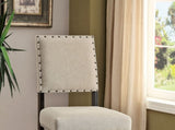 Rustic Charm Ivory Linen Like Fabric 2pcs Counter Height Bar Chairs Kitchen Furniture Nailhead Trim B011P189951