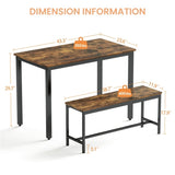 ZUN Dining Table Set, Bar Table with 2 Dining Benches, Table Counter with Chairs, Industrial for 93683604