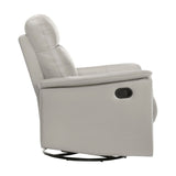 Silver Color Leather Upholstered Reclining Chair Swivel Glider Motion Modern Living Room Furniture B011P329291