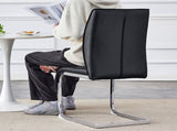 Luxury Simple Arch Chair - Set of 4 Black PU Material High Resilience Dining Chair with Arched Metal W1151P154857