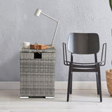 40*40*57cm Iron Frame Gas Bottle Storage Rattan Side Table Gray Gradient 08027849