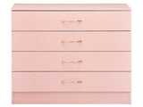25.98"*12.99"*30.42" 4-Drawer Cabinet Faux Rose Gold Handles Pink 52552978