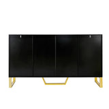 ZUN Modern sideboard with Four Doors, Metal handles & Legs and Adjustable Shelves Kitchen Cabinet 51001314