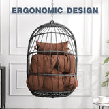 Outdoor garden rattan egg swing chair hanging chair PE hanging chair brown W2500P309626