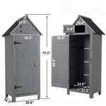 ZUN 30.3"L X 21.3"W X 70.5"H Outdoor Storage Cabinet Tool Shed Wooden Garden Shed Gray 76525253