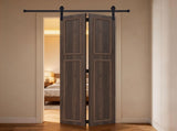 18 series 30in.X78 in. 3/4 inch thickness 2-Panel Walnut Color Finished MDF Bi-fold with Barn T3910P496227