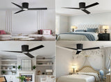 Ceiling Fans with Dimmable Led Lights, 52 Inch Flush Mount Ceiling Fan Remote Control, Quiet DC 08567897