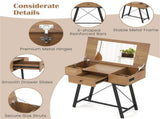 Flip-Top Mirror Vanity Desk 38", 2 AC Outlets USB Type-C Charging Station Makeup Table Computer Desk 76044667