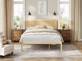 Platform Bed Frame with Headboard , Wood Slat Support , No Box Spring Needed ,King,Natural N709P425341N