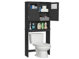 2-Door 3-Tier Toilet Cabinet MDF Melamine-Faced Bathroom Vanity 23.23*8.66*66.93in Black 11765770