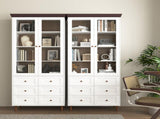 White MDF Display Storage Cabinet,Tall Kitchen Pantry Cabinets with Glass Doors and Adjustable W409P195106