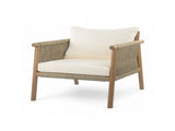 28" Modern Outdoor Woven Lounge Chair with Solid Wood Frame and Comfortable Polyester Cushions, N767P375341T